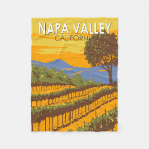 Napa Valley California Travel Art Vintage Fleece Blanket