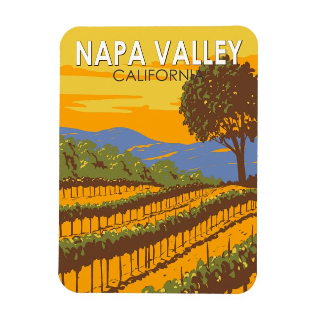 Napa Valley California Travel Art Vintage Magnet (Vertical)
