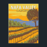Napa Valley California Travel Art Vintage Postcard<br><div class="desc">Napa Valley in a vector art style. Napa Valley is a renowned Californian wine-producing region north of San Francisco,  with hundreds of vineyards set amid rolling hills.</div>