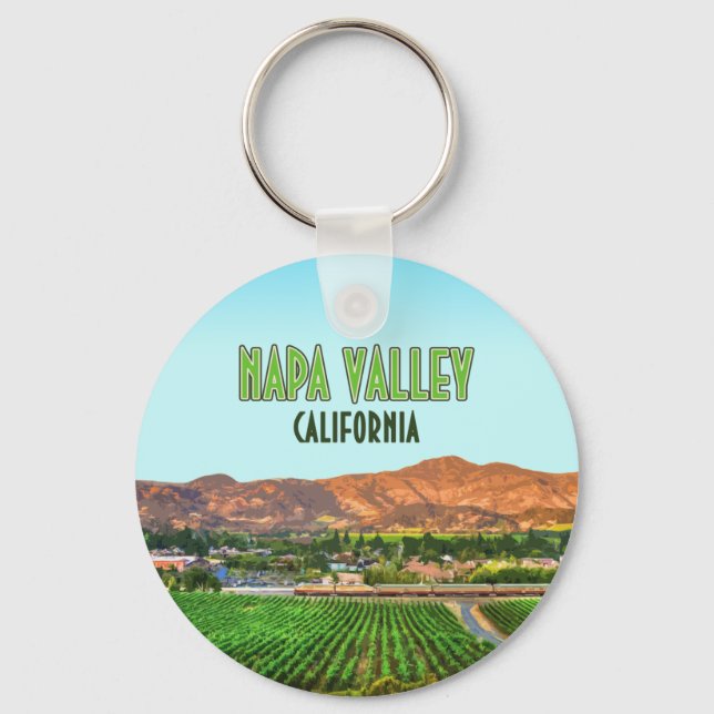 Napa Valley California Vineyard Vintage Keychain (Front)