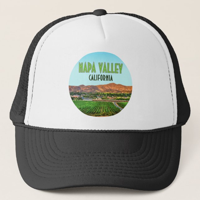Napa Valley California Vineyard Vintage Trucker Hat (Front)