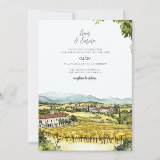 Napa Valley California Watercolor Wedding Invitation