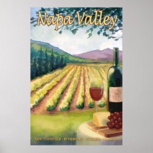Napa Valley, Californie Vin Pays Affiche de voyage
