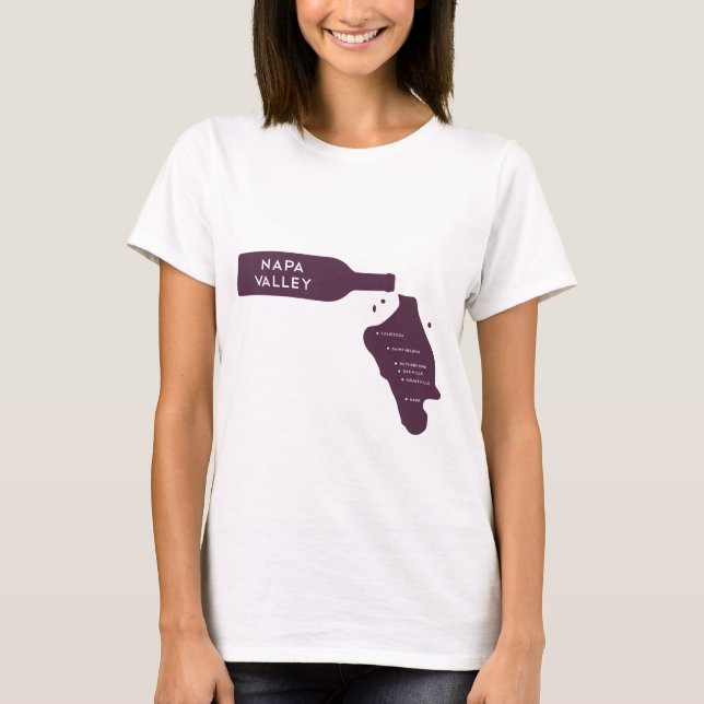 Napa Valley Cities Wine Bottle Spill Logo T-Shirt (Front)