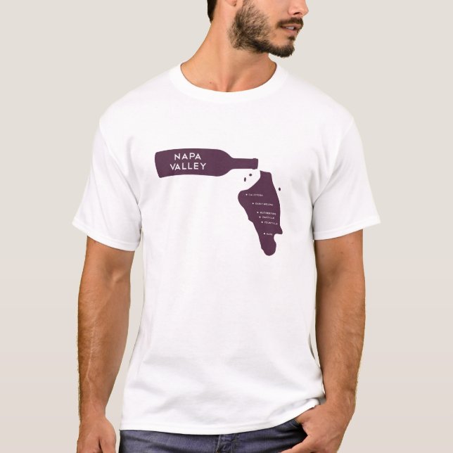 Napa Valley Cities Wine Bottle Spill Logo T-Shirt (Front)