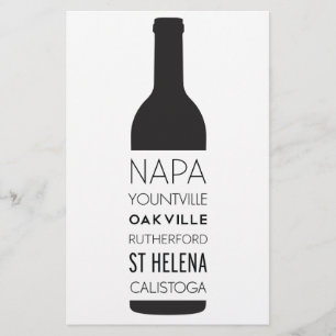 Napa Valley Cities Wine Bottle Stationery