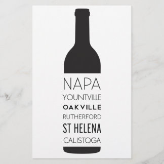 Napa Valley Cities Wine Bottle Stationery