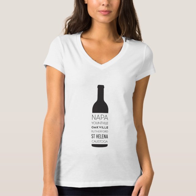 Napa Valley Cities Wine Bottle T-Shirt (Front)