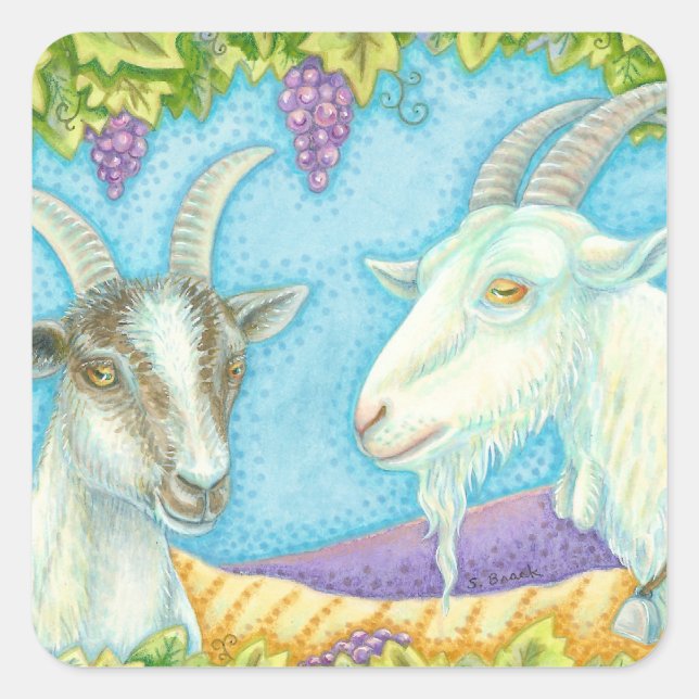 Napa Valley Goats Under Grape Arbor STICKERS Sheet (Front)