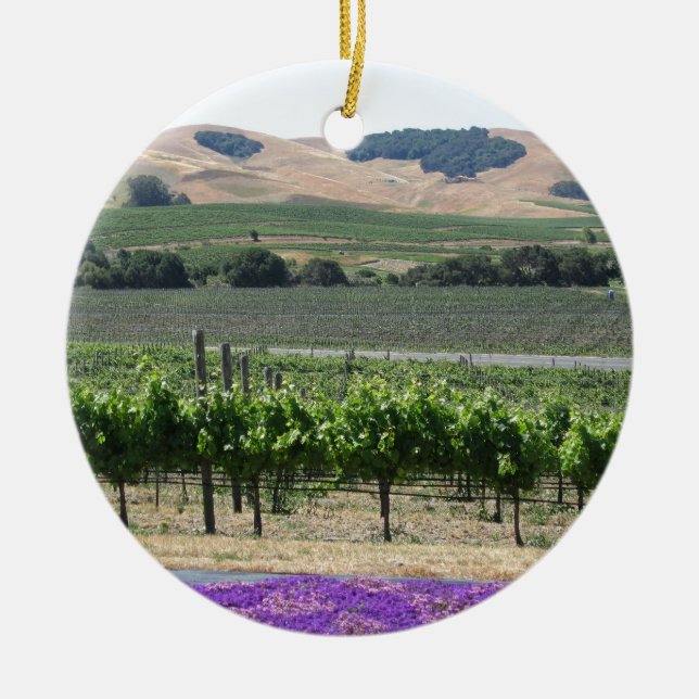 Napa Valley Vineyard Ceramic Ornament (Front)