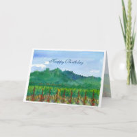 Napa Valley Vineyard Watercolor Happy Birthday
