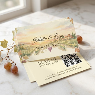 Napa Valley Vineyard Watercolor QR Code  Enclosure Card