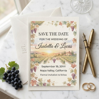 Napa Valley Vineyard Watercolor Save The Date