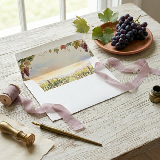 Napa Valley Vineyard Watercolor Wedding Envelope