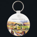 Napa Valley vineyard watercolor wedding favours Keychain<br><div class="desc">Napa Valley vineyard watercolor wedding favours  personalized keychains</div>
