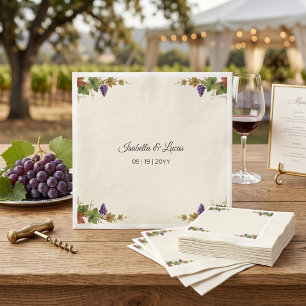 Napa Valley Vineyard Watercolor Wedding Napkin