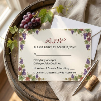 Napa Valley Vineyard Watercolor Wedding RSVP Card