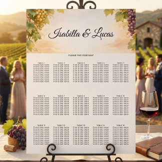 Napa Valley Vineyard Wedding Seating Chart