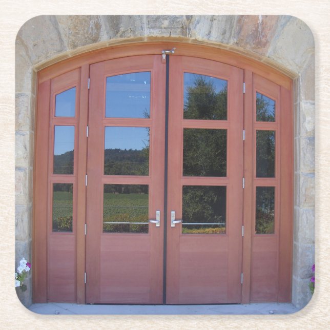Napa Winery Door Square Paper Coaster (Front)