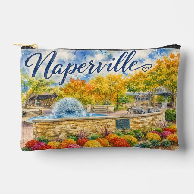 Naperville Illinois Dandelion Fountain Riverwalk Accessory Pouch (Front)