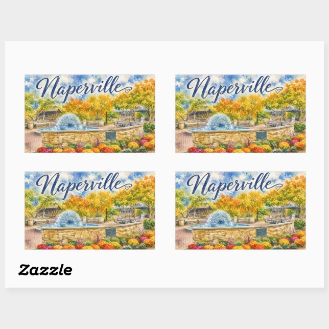 Naperville Illinois Dandelion Fountain Riverwalk Sticker (Sheet)