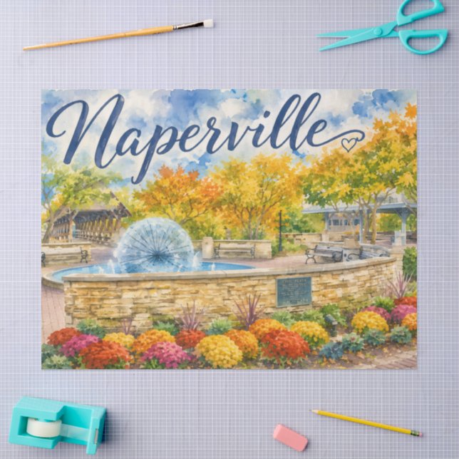 Naperville Illinois Dandelion Fountain Riverwalk Tissue Paper (Craft)