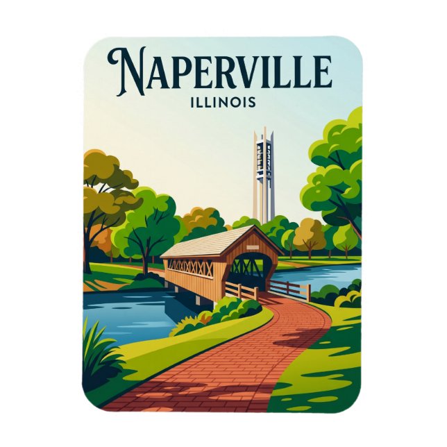 Naperville Riverwalk USA Magnet (Vertical)