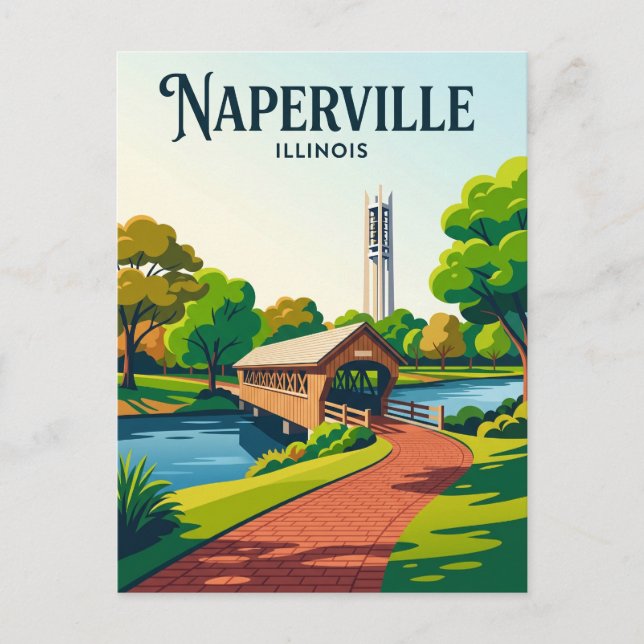 Naperville Riverwalk USA Postcard (Front)