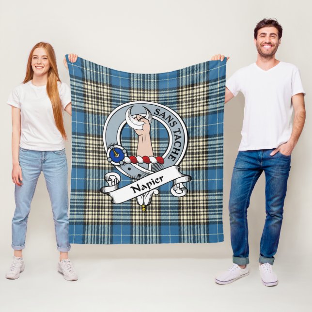 Napier Ancient Clan Badge Tartan Plaid Fleece Blanket (In Situ)
