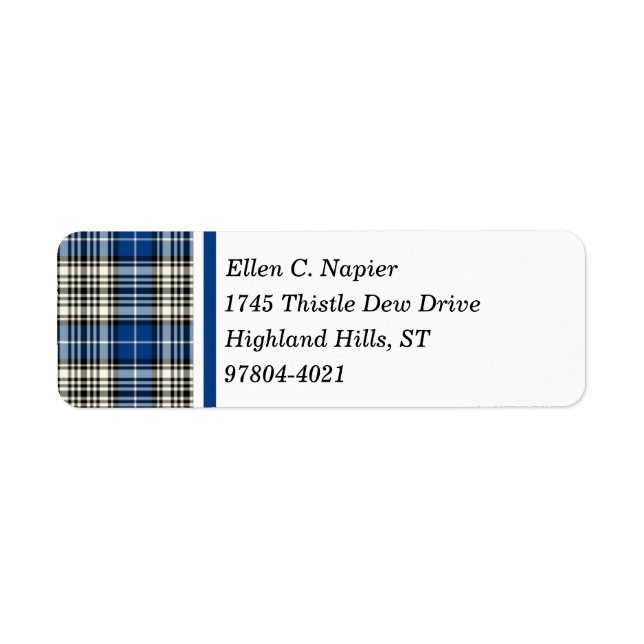 Napier Clan bleu, noir et blanc Tartan écossais (Devant)