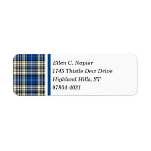 Napier Clan Blue, Black and White Scottish Tartan