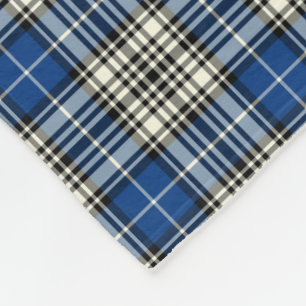 Napier Clan Royal Blue, Black and White Tartan Fleece Blanket