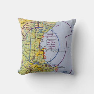Napier Hawkes Bay Aviation VNC Chart Throw Pillow