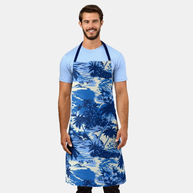 Napili Bay Hawaiian Island Scenic - Blue Apron (Worn)