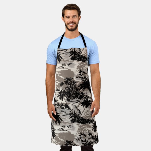 Napili Bay Hawaiian Island Scenic - Taupe Apron (Worn)
