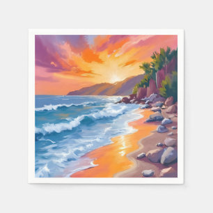 Napili Bay Sunset Maui Hawaii Painting Napkin