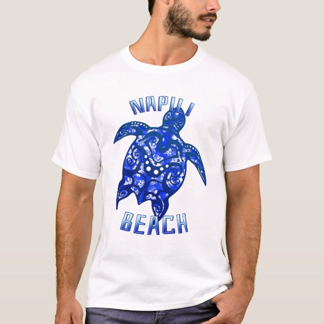 Napili Beach Hawaii Vacation Tribal Turtle T-Shirt (Front)