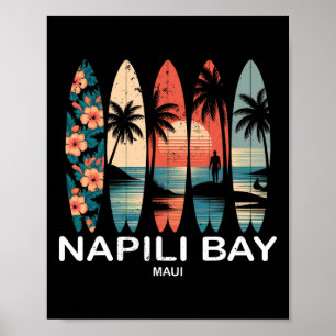 Napili Y Maui Surfboard Surfing Retro _1  Poster