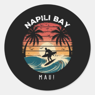 Napili Y Maui Surfboard Waves Beach  Classic Round Sticker