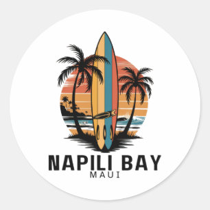 Napili Y Maui Surfing Surfer Classic Round Sticker
