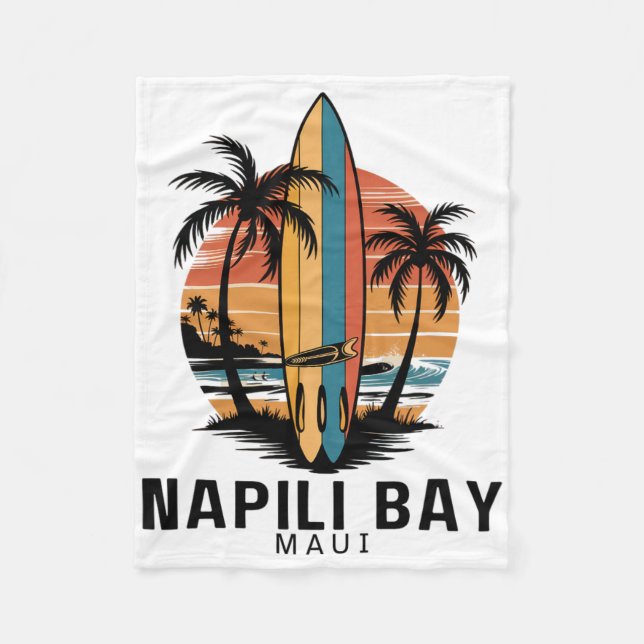 Napili Y Maui Surfing Surfer  Fleece Blanket (Front)
