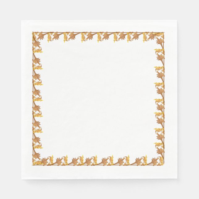 Napkin – Border of Golden Angle Iron Leaves (Front)
