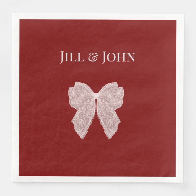 Napkin Heart Wedding Dinner Personalized Names (Front)