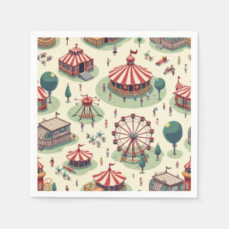 Napkin with amusement park pattern