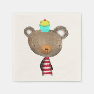 Napkins Bear and cupcake