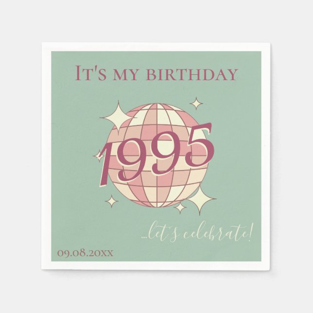 Napkins born in 1995 30th birthday table decor (Front)