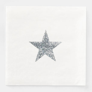 Napkins - Silver Glitter Star