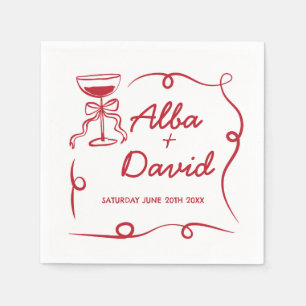 Napkins Wedding Names Whimsical Hand Drawn 
