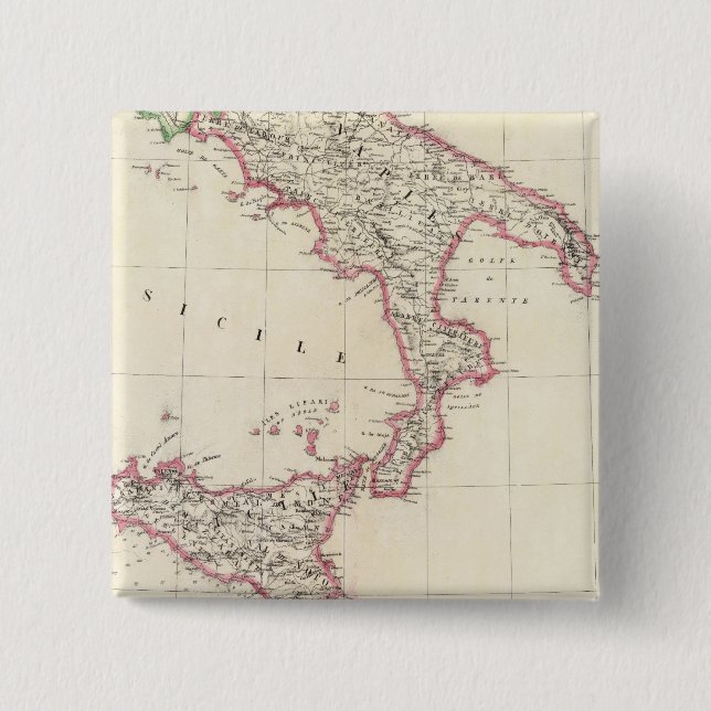 Naples and Sicily 26 2 Inch Square Button (Front)