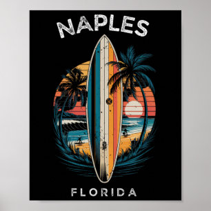 Naples Beach Florida Men Women Surfing  Poster